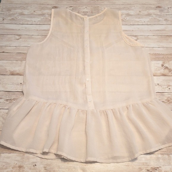 Forever 21 Cream Lace Peplum Chiffon Top | Boho Top | Crop Top - Picture 7 of 12